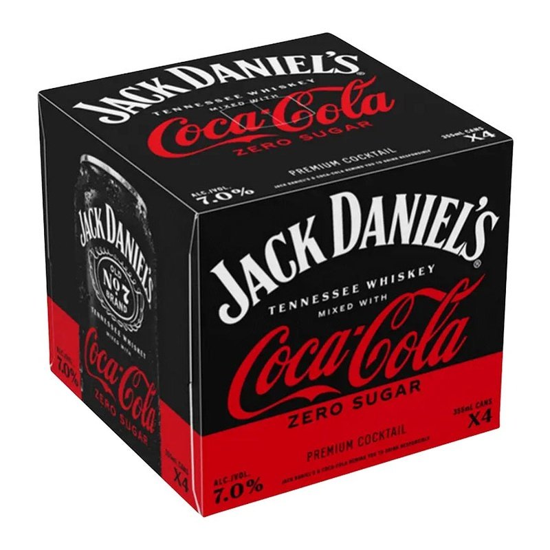 Jack Daniel's Whiskey & Coca-Cola Zero Sugar Canned Cocktail 4-Pack - ShopBourbon.com