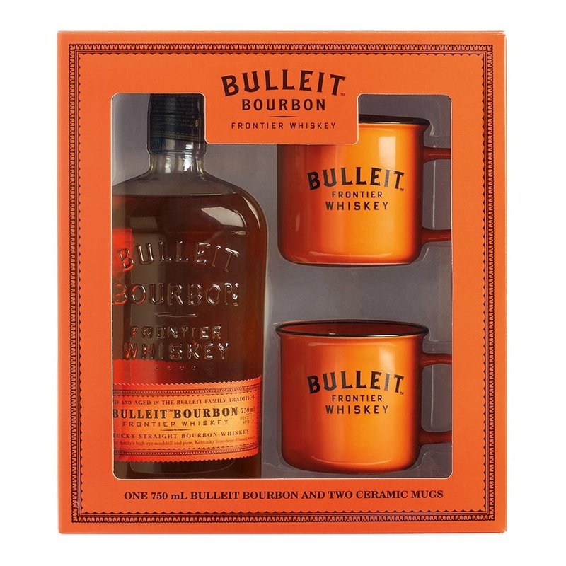 Bulleit Bourbon Whiskey with 2 Branded Ceramic Mugs Gift Set - ShopBourbon.com