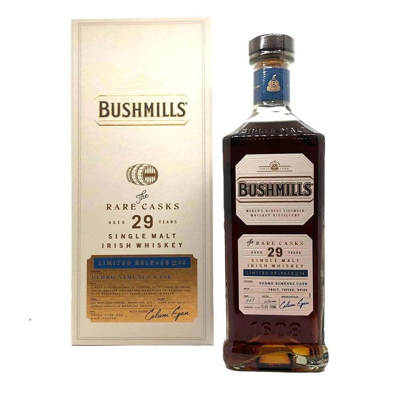 Bushmills 'The Rare Casks' 29 Year Old Pedro Ximénez Cask Finish Limited Release No. 02 Single Malt Irish Whiskey - ShopBourbon.com