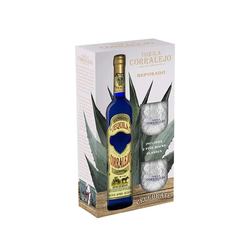 Corralejo Reposado Tequila with 2 Pina Rocks Glasses Gift Set - ShopBourbon.com