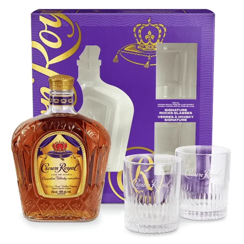 Crown Royal Canadian w/ Holiday Deluxe Rocks Glass Set - ShopBourbon.com