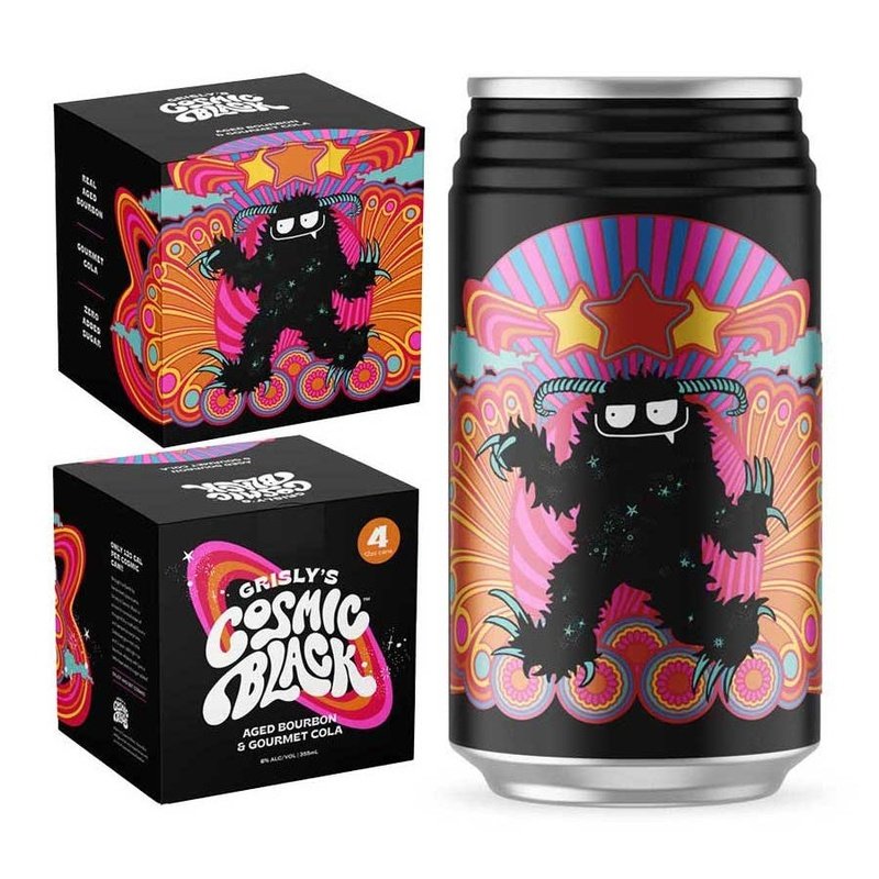 Grisly's Cosmic Black Aged Bourbon & Gourmet Cola 4-Pack - ShopBourbon.com