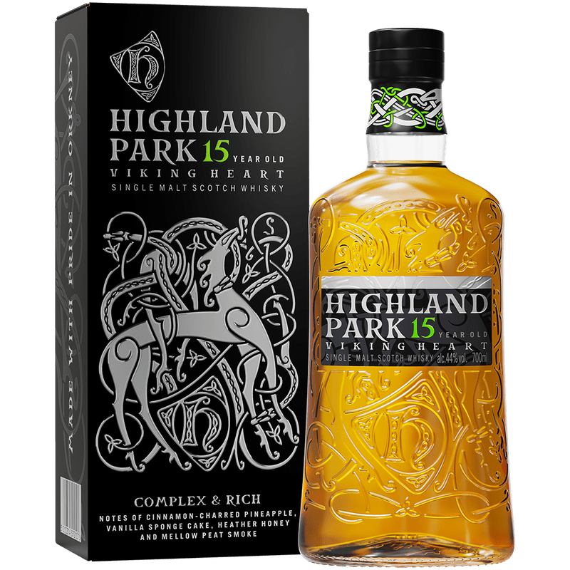 Highland Park 15 Year Old Viking Heart Single Malt Scotch Whisky Glass Bottle - ShopBourbon.com