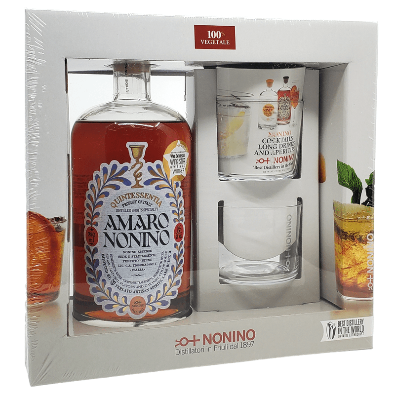 Nonino Quintessentia Amaro Liqueur w/2 Tumblers Gift Box - ShopBourbon.com