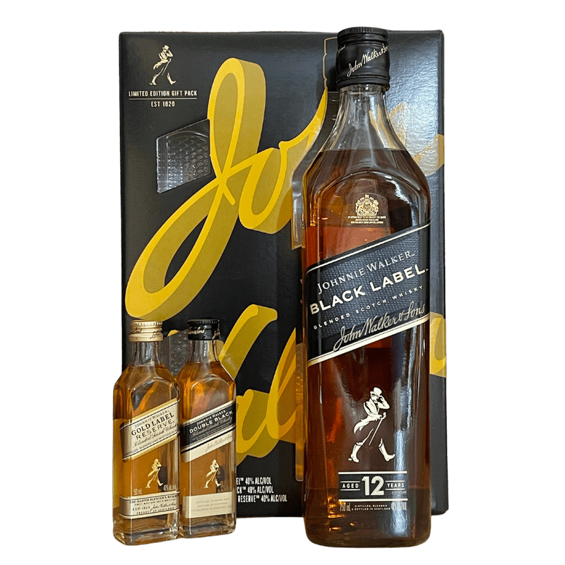 Johnnie Walker Black Label 750ml W/ 2 50ml Gold & Double Black - ShopBourbon.com