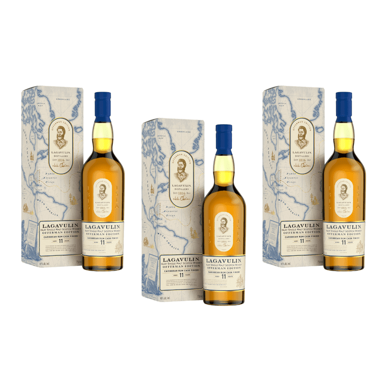 Lagavulin 11 Year Offerman Edition Caribbean Rum Cask Finish 3 Bottle Bundle - ShopBourbon.com