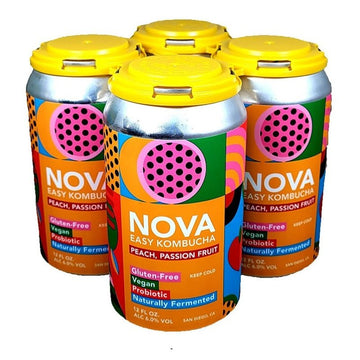 Nova Easy Kombucha Peach - Passion Fruit 4-Pack - ShopBourbon.com