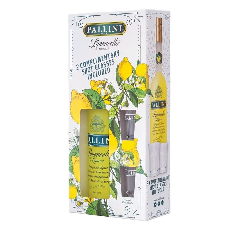 Pallini Limoncello Liqueur with 2 Shot Glasses Gift Pack - ShopBourbon.com